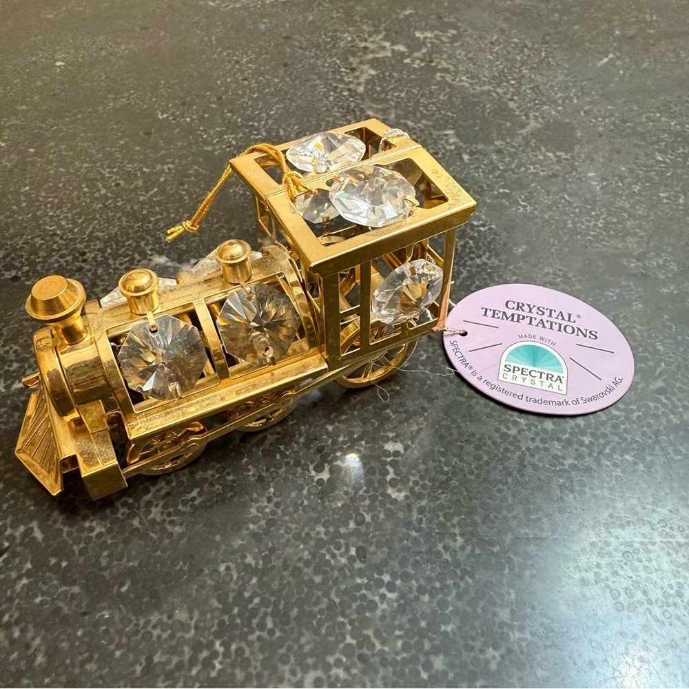Crystal Temptations 24K Gold Plated Train w/Swarovski Crystal Accents Figurine
